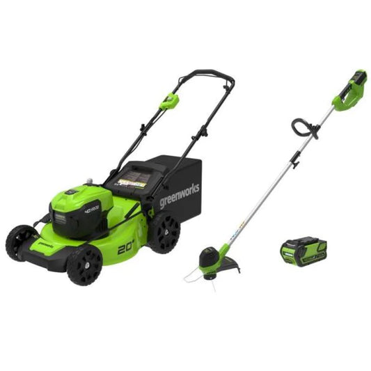 40V 20" Brushless Lawn Mower & 40V 12" String Trimmer, 4.0Ah Battery and Charger Included